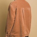 Large Pumpkin Corduroy Button Up Jacket With Sherpa