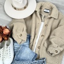 Large Khaki Sophia Oversized Sherpa Jacket