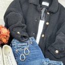 Large Black Sophia Oversized Sherpa Jacket