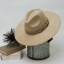 Beige Stevie Buckle Strap Fedora Hat