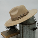 Beige Stevie Buckle Strap Fedora Hat