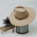 Beige Stevie Buckle Strap Fedora Hat