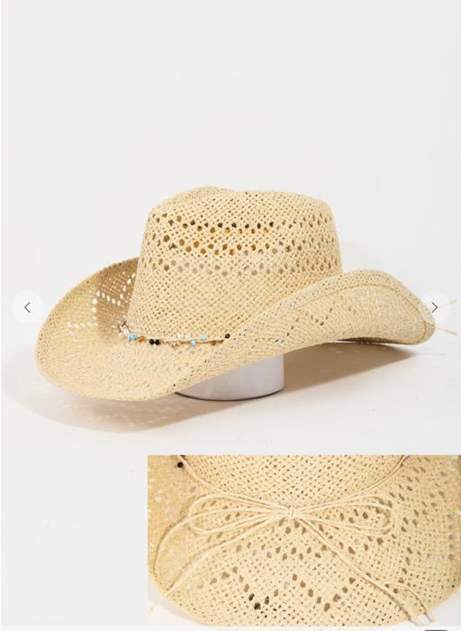 Lexie Beaded Rope Straw Braid Western Cowboy Hat