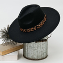 Black Alexia Fedora Hat – Wide Brim with Animal Print Strap