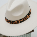 Natural Alexia Fedora Hat – Wide Brim with Animal Print Strap