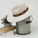 Natural Alexia Fedora Hat – Wide Brim with Animal Print Strap