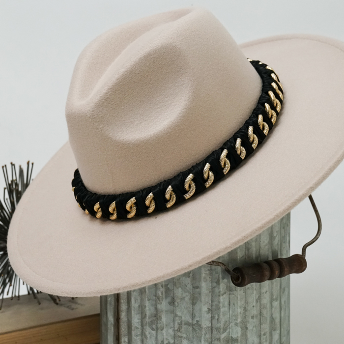 Fedora Hat with Braided Chain Band Accent