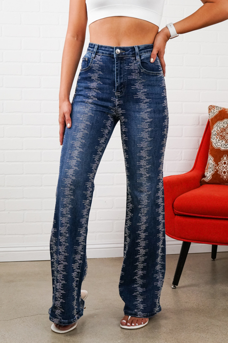 Shelby Rhinestone Straight-Leg Jeans
