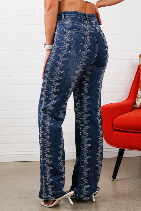Shelby Rhinestone Straight-Leg Jeans