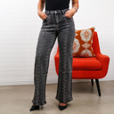Medium Charcoal Shelby Rhinestone Straight-Leg Jeans