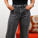 Medium Charcoal Shelby Rhinestone Straight-Leg Jeans