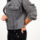 Medium Charcoal Joy Rhinestone Jacket