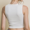 Small White Mesh V-Neck Ribbed Seamless Crop Tank Top