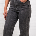Medium Charcoal Angel Straight Leg Light Wash High Waisted Denim