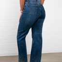 Small Blue Olivia Rhinestone Straight Jeans