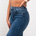 Medium Blue Olivia Rhinestone Straight Jeans