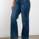 Medium Blue Olivia Rhinestone Straight Jeans