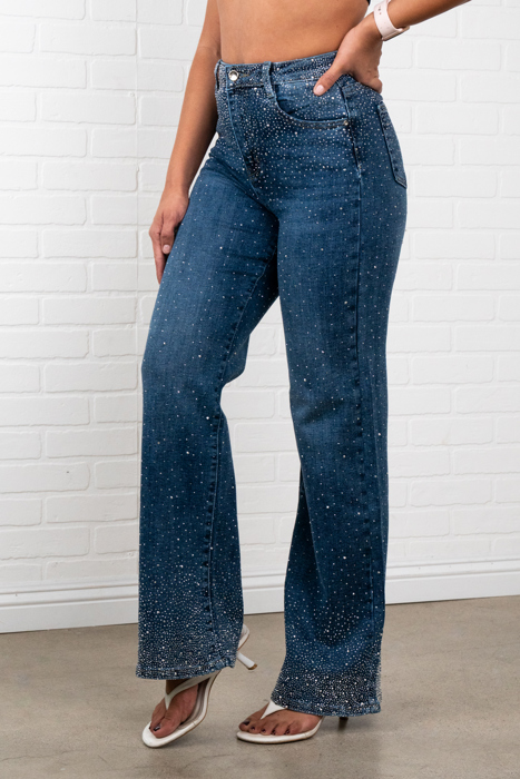 Olivia Rhinestone Straight Jeans