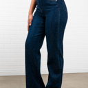 Medium Blue Adaline Rhinestone Straight Jeans