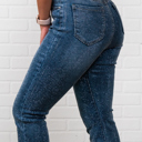 Medium Blue Evelyn Rhinestone Flair bottom Jeans