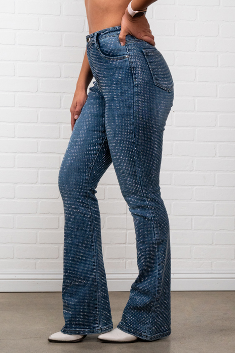Evelyn Rhinestone Flair bottom Jeans