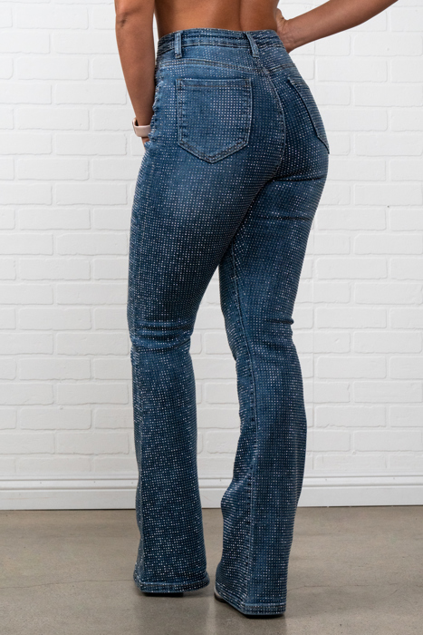 Evelyn Rhinestone Flair bottom Jeans