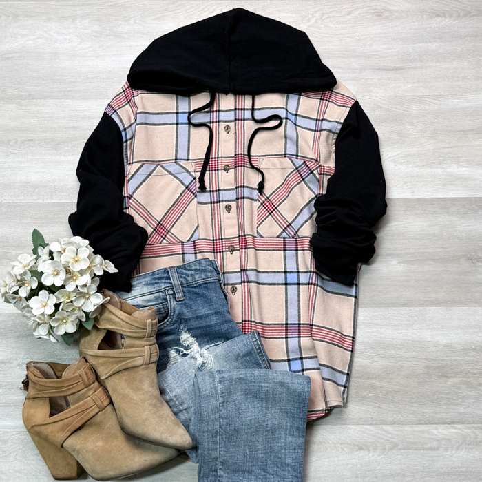 Pack of 2 Button Up Oversized Hooded Flannel Bundle