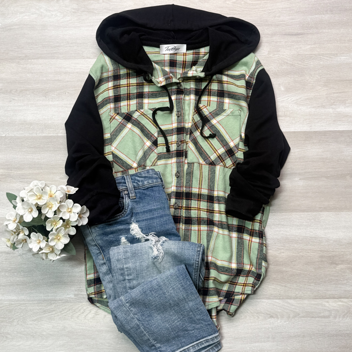 Pack of 2 Button Up Oversized Hooded Flannel Bundle