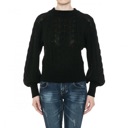 Small Black Daniela Crewneck Knit Sweater