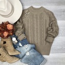 Small Mocha Daniela Crewneck Knit Sweater