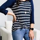  Merry Stripe 3/4 Sleeve