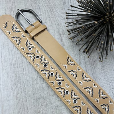 Ashley Embroidered Faux Leather Belt