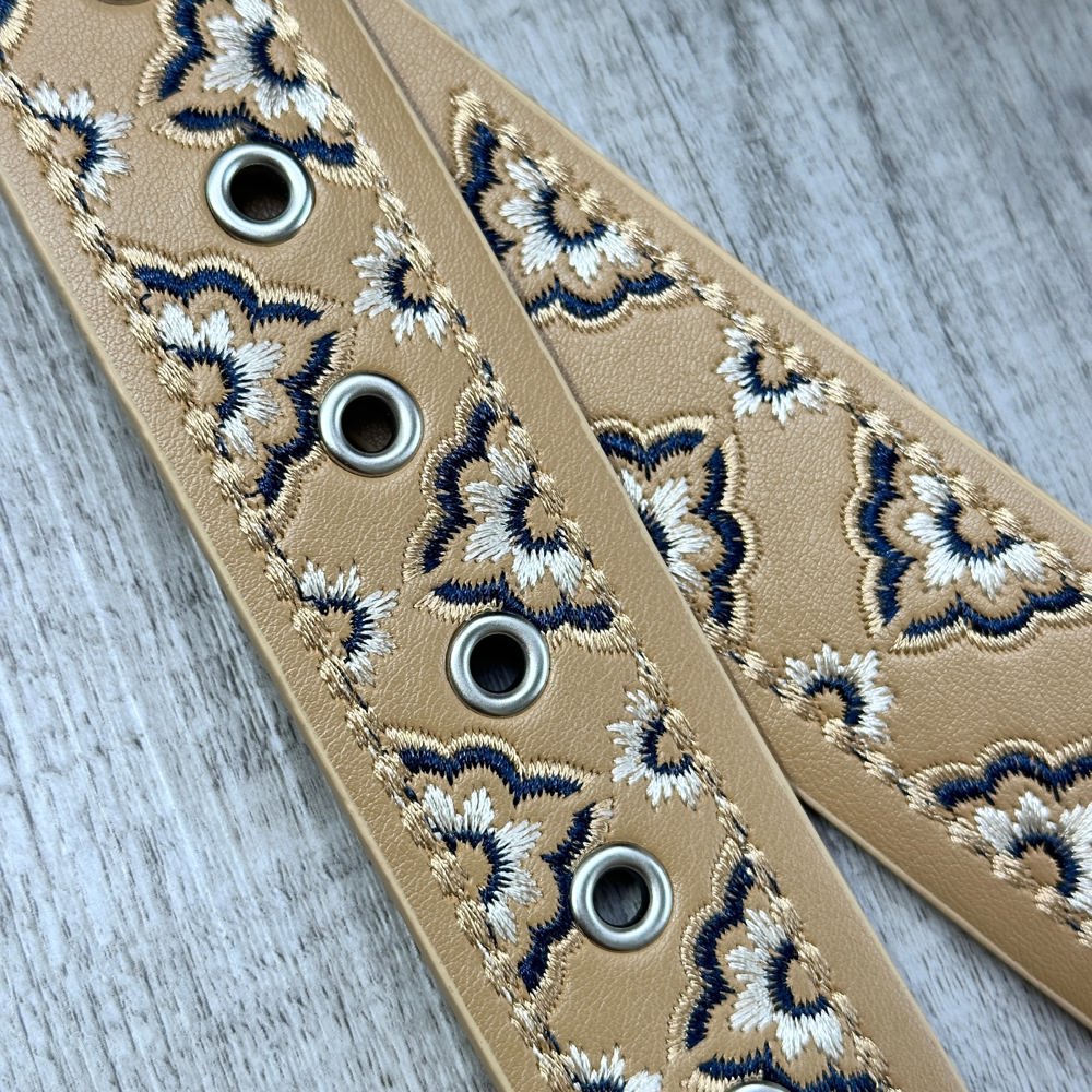 Ashley Embroidered Faux Leather Belt