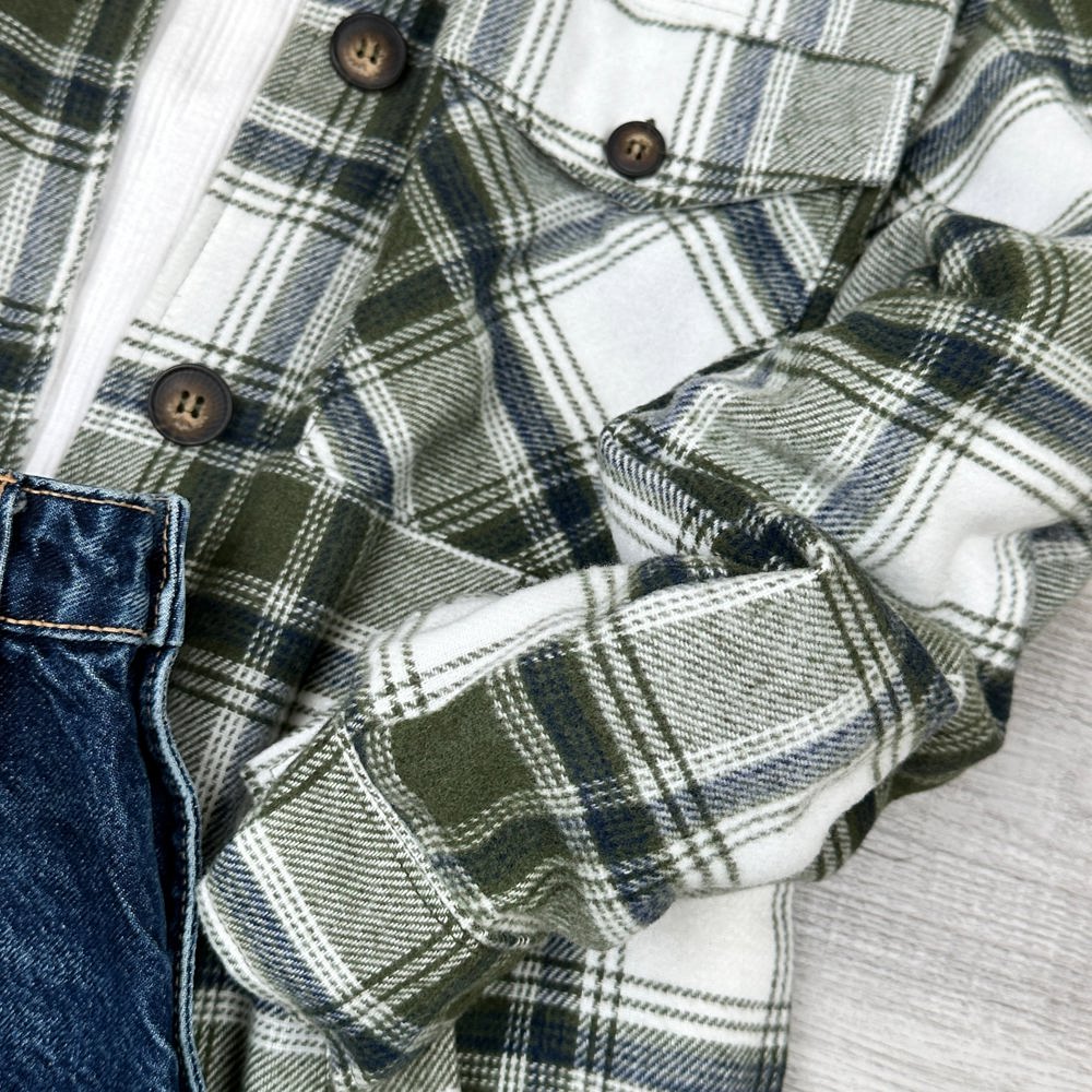 Sherpa Plaid Button Up Jacket