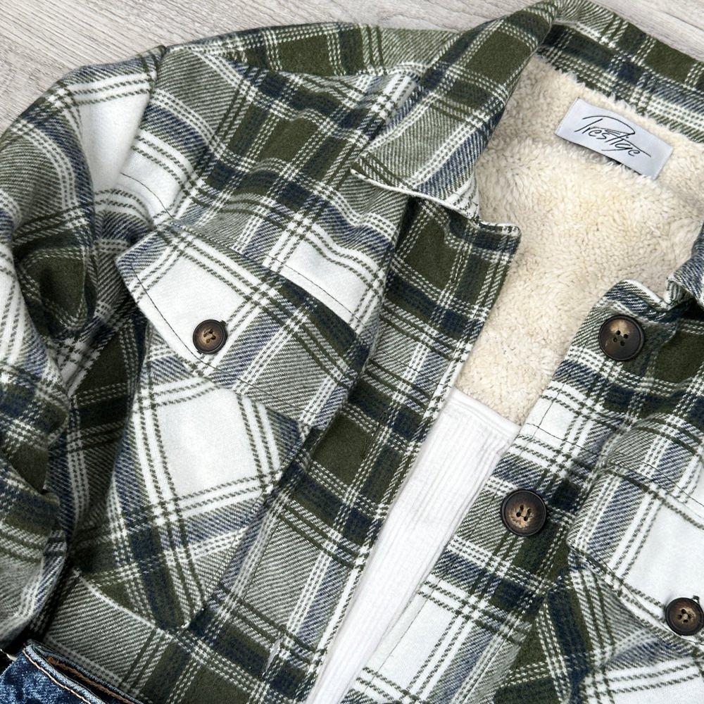 Sherpa Plaid Button Up Jacket