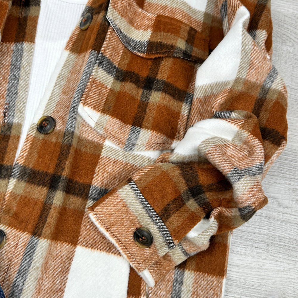 Wool Blend Plaid Button Up Shacket