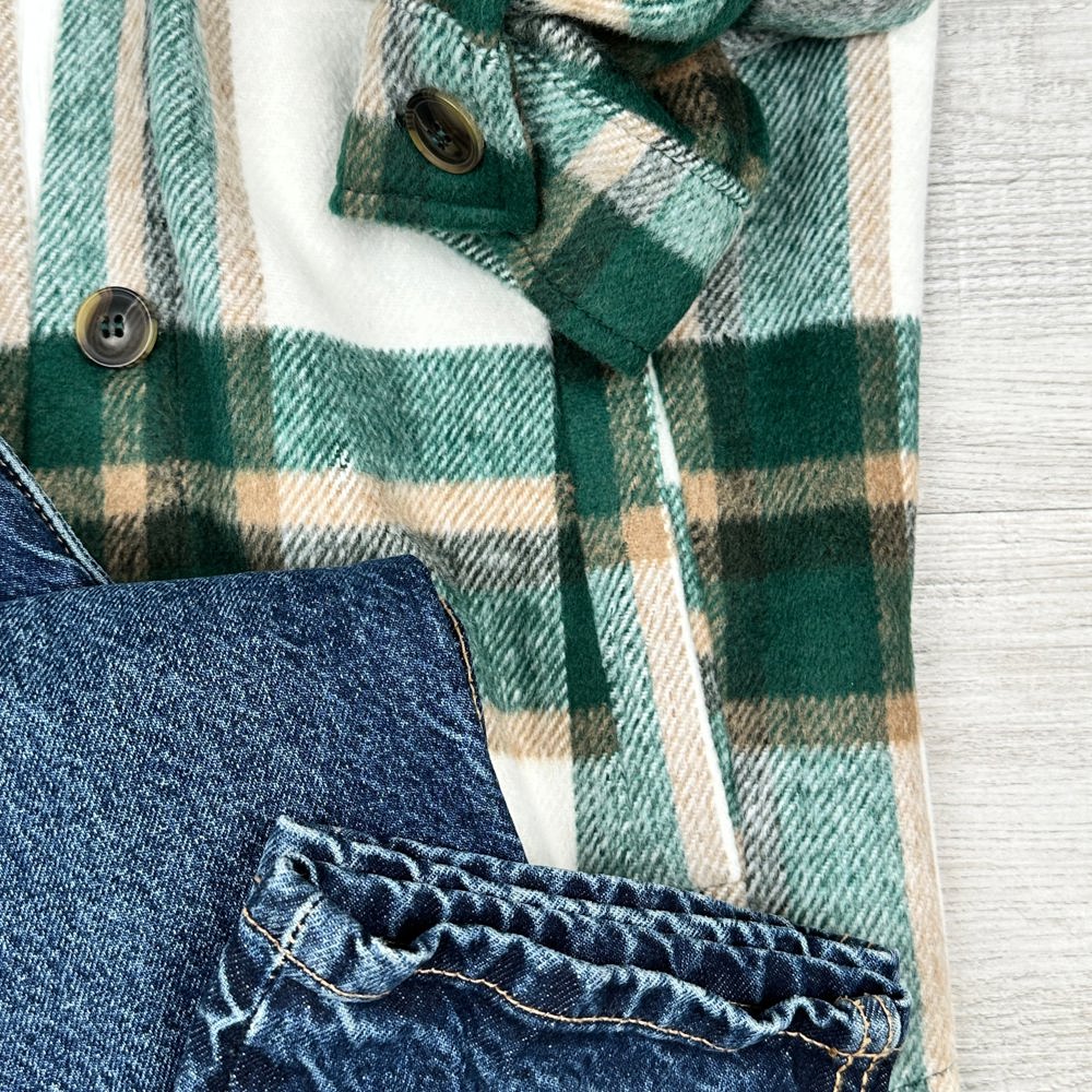 Wool Blend Plaid Button Up Shacket