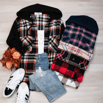 Button Up Oversized Hooded Flannel Bundle