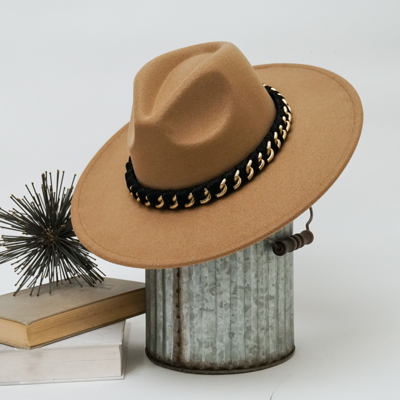Fedora Hat with Braided Chain Band Accent