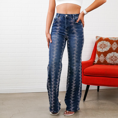 Shelby Rhinestone Straight-Leg Jeans