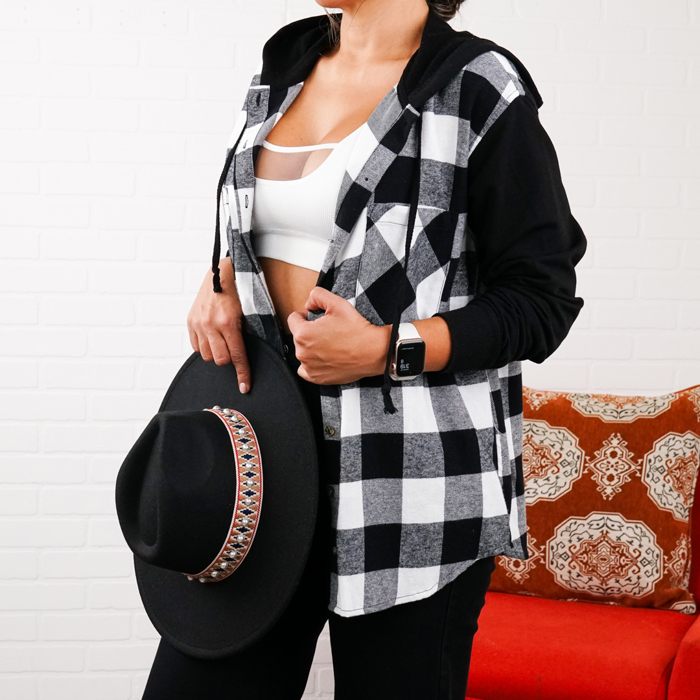 Women's Hooded-Two-Tone-Flannel Fall Essential