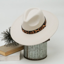 Natural Alexia Fedora Hat – Wide Brim with Animal Print Strap