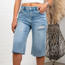 Light Wash Small Adi Distressed Jorts