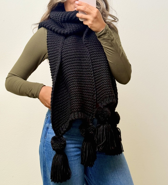 Alba Huge Knitted Pom Tassel Scarf