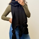 Black Alba Huge Knitted Pom Tassel Scarf