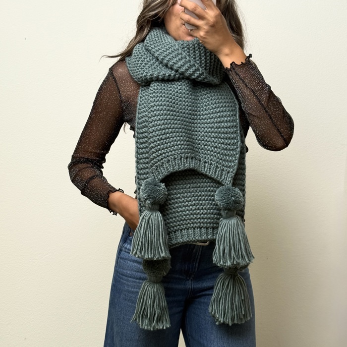 Alba Huge Knitted Pom Tassel Scarf