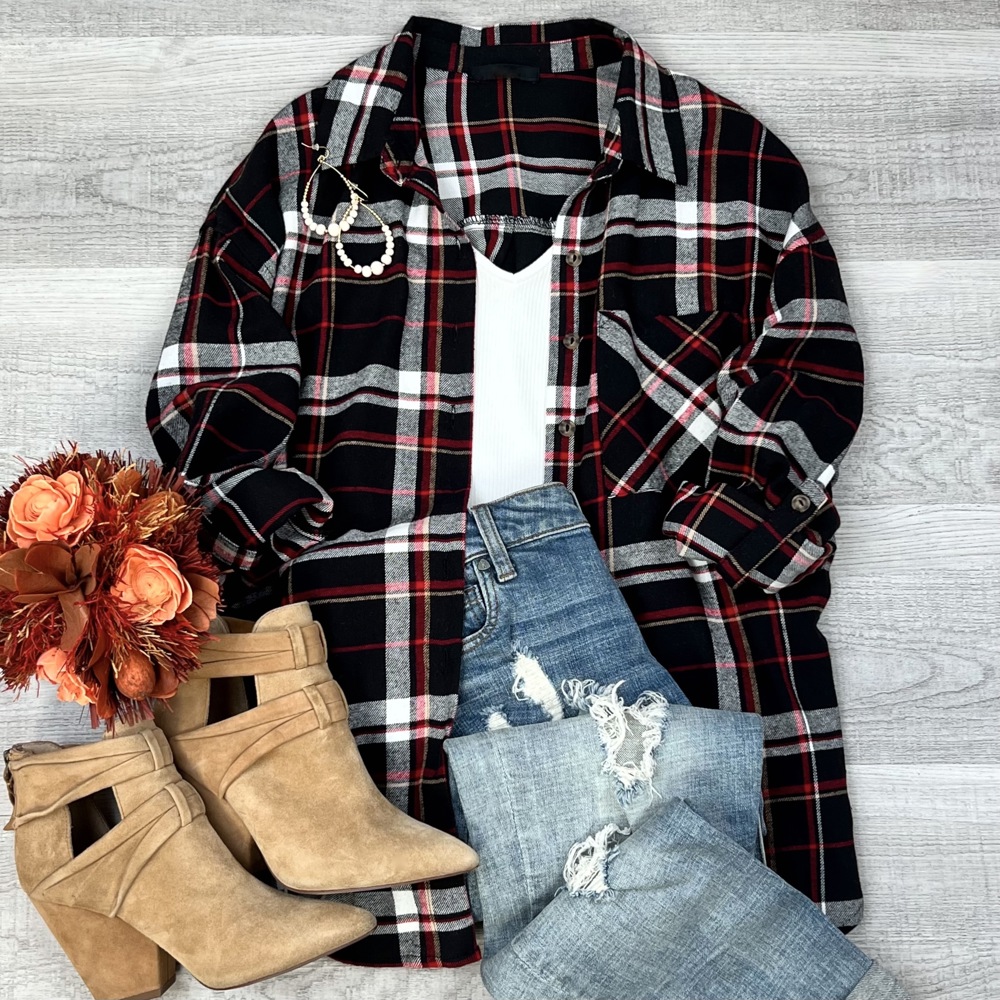 Everyday Casual Oversized Long Sleeve Flannel | Mauve