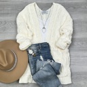 S-M Ivory Super Soft Cable knit Cardigan