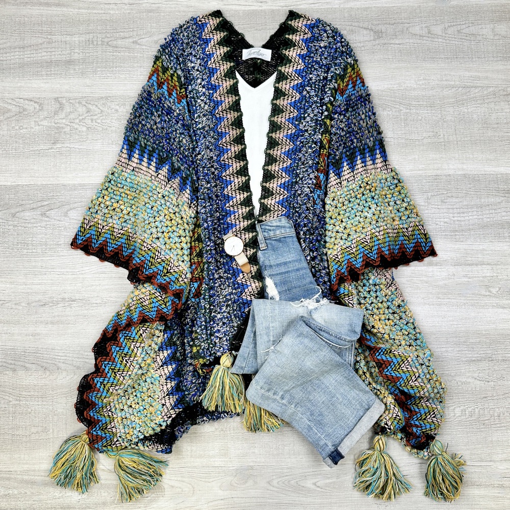 Dalila Colorful Crochet ruana/cardigan