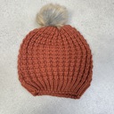 Rust  Aspen Textured Knit Beanie with Pom Pom